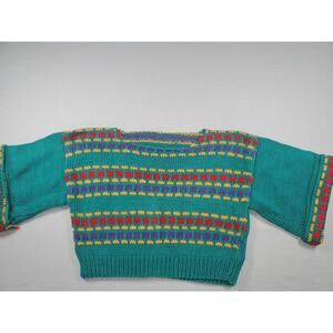 Vintage Style Knit Sweater Geometric Or Fair Isle Pattern Cropped